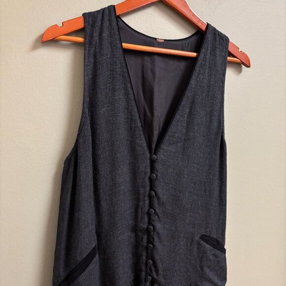 Free People Womens Anas Dress Size *S Button Front Goth Dark Academia Preppy - Picture 2 of 13